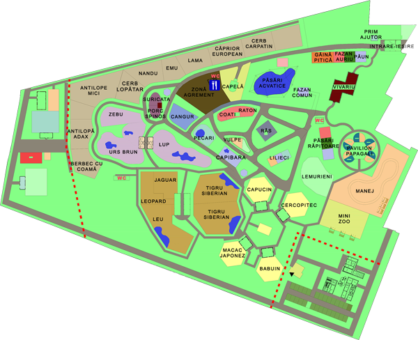 Harta interactivă a Grădinii Zoologice Oradea.